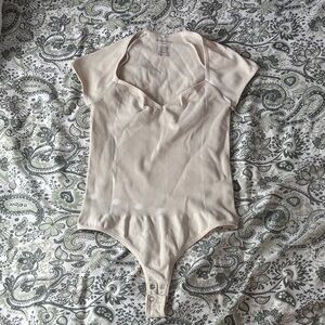 Dynamite Beige Ribbed Knit bodysuit
